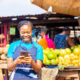 excited african market woman