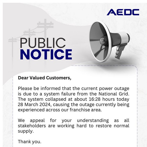 AEDC confirms National Grid collapses