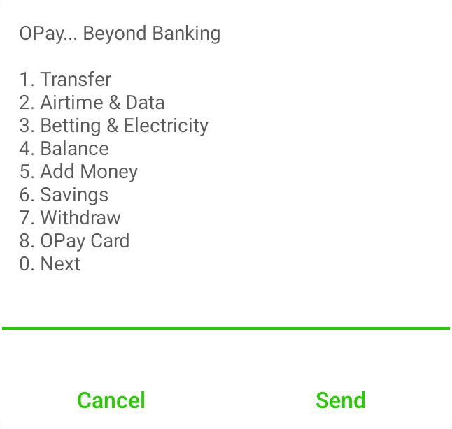 Opay USSD Code For Transfer And Other Transactions