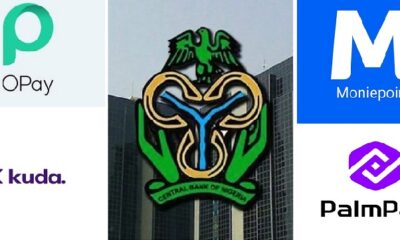 BREAKING: CBN Directs OPay, Palmpay, Kuda Bank And Moniepoint To Stop Onboarding New Customers
