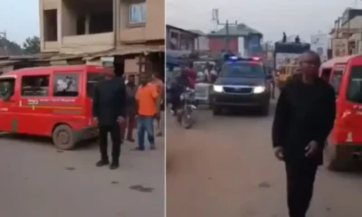Peter Obi directing traffic in Anambra