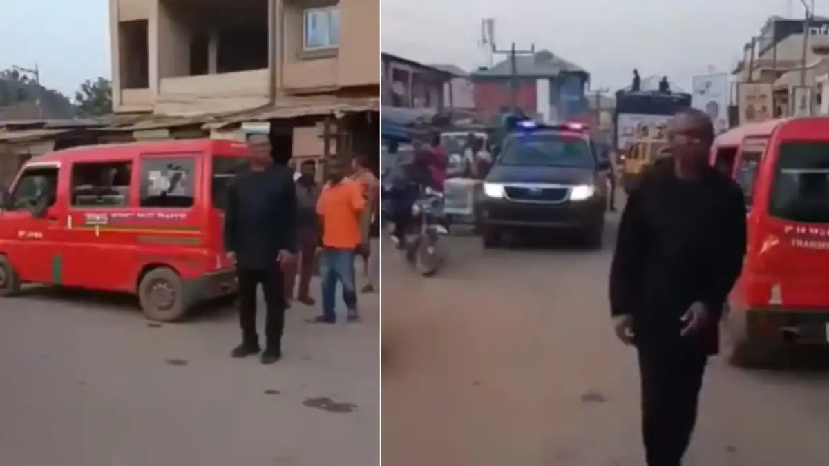 Peter Obi directing traffic in Anambra
