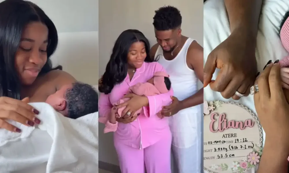 Veekee James welcomes a baby girl with her husband Femi Atere Video