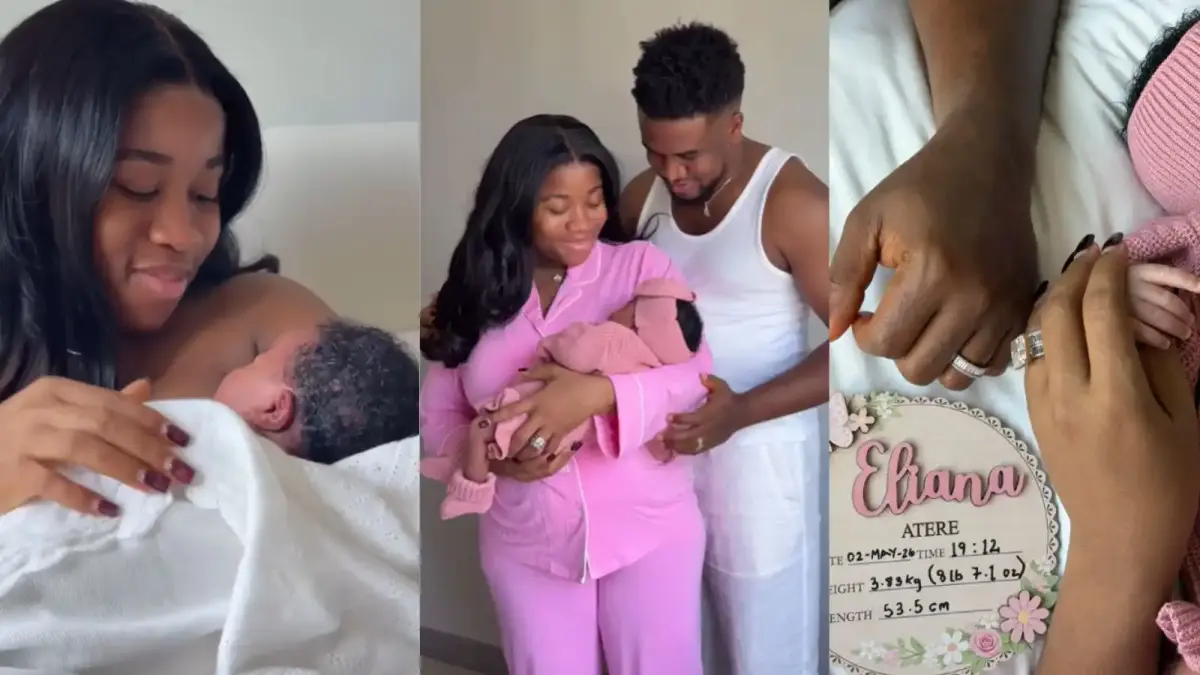 Veekee James welcomes a baby girl with her husband Femi Atere Video