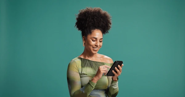 phone smile woman studio social 600nw 2644845881