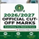 JAMB cut off mark for 2026