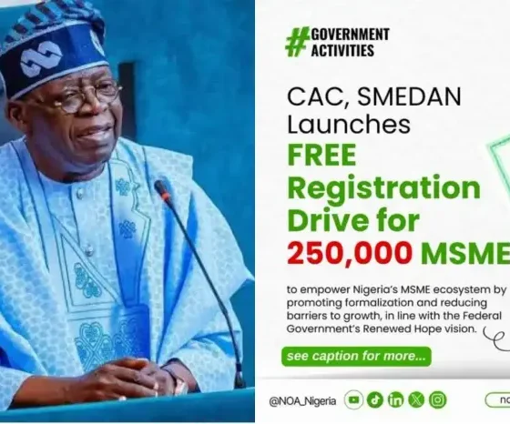 President Tinubu free CAC registration for 250 000 MSMEs
