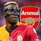 Victor Osimhen with Arsenal badge