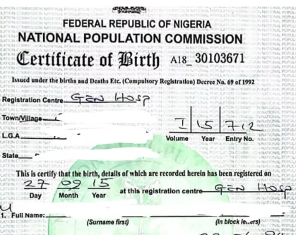 birth cert